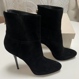 Jimmy Choo Black Suede Ankle Boots, Size 38, 4" heel